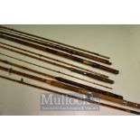 Split cane & Wooden Fishing Rods: To include Allcocks Climax 2pcs together with 3 other examples all