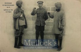 India & Punjab – Sikh, Hindu & French Officers Postcard An original vintage postcard of Sikhs