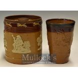 Royal Doulton – Doulton Lambeth Stoneware Pottery Tobacco Jar and Beaker the tobacco jar marked 7838