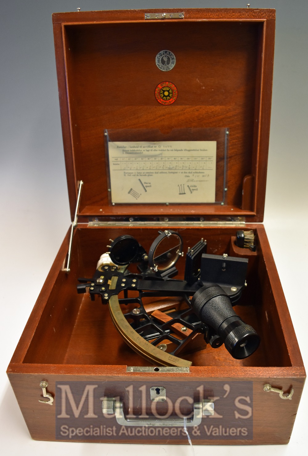 C. Plath Hamburg Micrometer Sextant: C Plath maker-marked, standard ‘ladder’ pattern sextant, serial