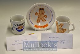 Eddie the Eagle Olympic Games Collectables – Two I’m Ready Eddie mugs, Ready Brek breakfast bowl