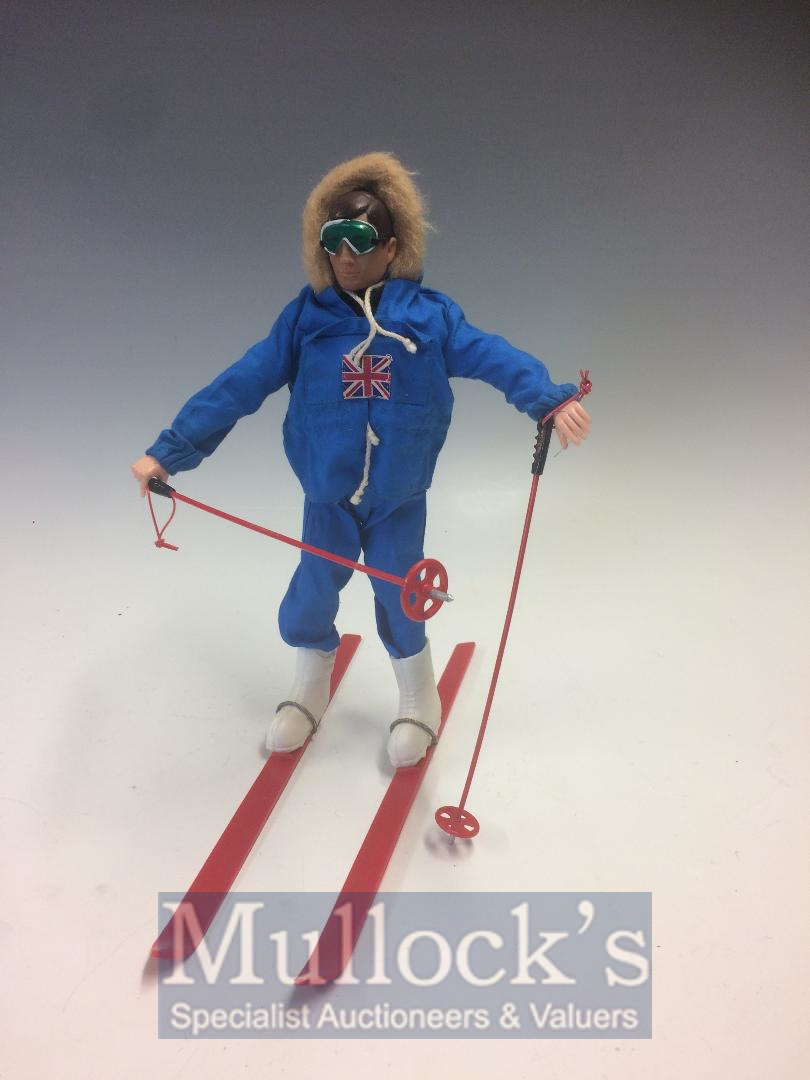 Action Man Skier Toy Figure – Painted Head Action Man with blue and red top with skis, boots,