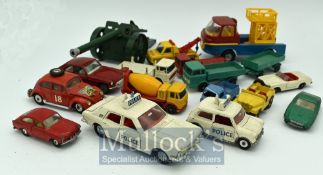 Selection of Diecast Car Toys – To include Dinky Ford zodiac Austin mini police cars, Corgi MGB