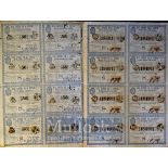 Cuba - 4x original uncut sheets of 8 lottery tickets from the year 1845 (from Cuba as a province
