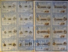 Cuba - 4x original uncut sheets of 8 lottery tickets from the year 1845 (from Cuba as a province
