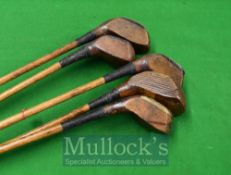 5x Various Hickory Socket Head Woods Golf Clubs – To include examples from J Melville, Anderson,