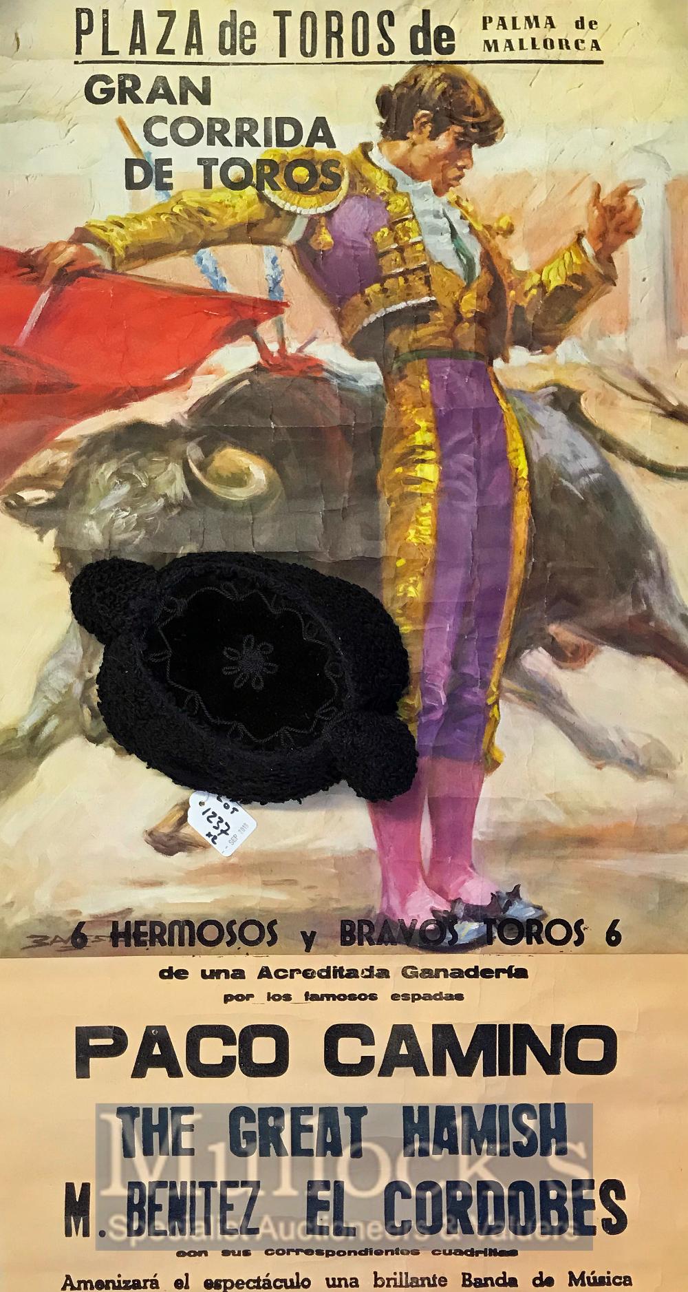 Manuel Benitez Pérez ‘El Cordobés’ Matador Poster and Matador Hat the poster 1970 in colour,