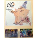 2015 Chris Froome Signed Tour De France Map – Framed with 2 candid original photograph one at