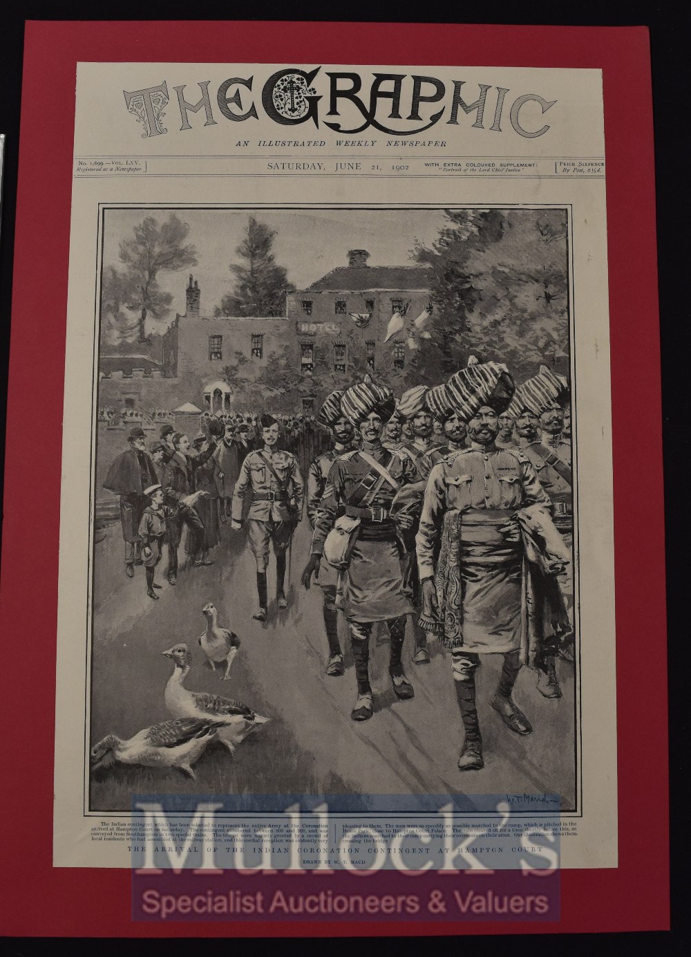 India & Punjab – ‘The Arrival of the Indian Coronation Contingent at Hampton Court’ drawn by W.T.