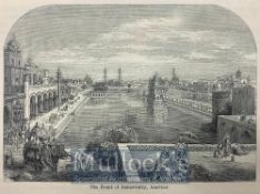 India & Punjab – 1882 Wood Engraving of the Golden temple, Amritsar Antique wood engraved print,