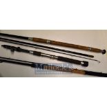 Fibre Glass Fishing Rods: To include The Normark 11’ Salmon spinning rod, Lindop fibre glass 12’
