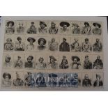 India – ‘Princes and Chiefs of Western India’ Engraving 1878 with 36 portraits measures 53x36cm