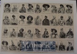 India – ‘Princes and Chiefs of Western India’ Engraving 1878 with 36 portraits measures 53x36cm