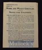 Work and Wages Circular 1907 Booklet containing notes for Colonists, Canadian Pacific Railway
