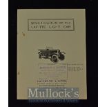 Lafitte Light Car For £100. Circa 1920s Sales Catalogue A4 page Brochure illustrating the Car of