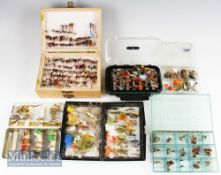 Collection of various fly tins, boxes, flies, nymphs and other lures– incl Wychwood VueFinder,