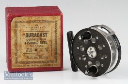 S E Cooke & Co Duracast, 3” Duralumin Fishing Reel, dual check, twin handled, square line guide,