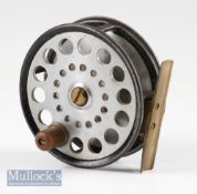 C Farlow & Co Ltd BWP New Zealand narrow drum alloy fly reel – 3.5” dia. smooth brass foot, Patent