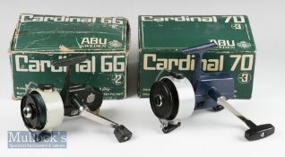 Abu Sweden Cardinal 66 spinning reel, green/cream factory paint work, foot stamp 020807, rear drag