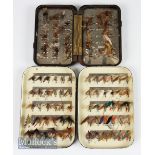 2x small Hardy and Malloch clip fly boxes and flies – tiny Hardy Neroda (3.75” x 2.5”) for approx 50