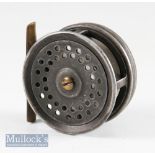 Early and rare size Farlow Holdfast makers logo Perfect style small alloy trout wide drum fly reel