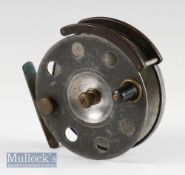 Scarce Wilkes Osprey Brand alloy and brass strap back reel centre pin reel – 3 7/8” dia, with
