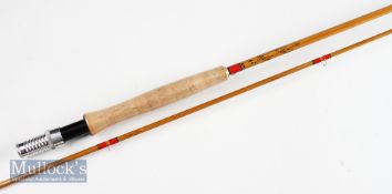 Fine Hardy Alnwick “The Palakona” trout fly rod – 8ft 9in 2pc slit cane – line 7# - with clear Agate