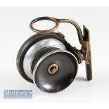 Rare smallest size P.D Malloch Perth Pat alloy side casting reel – 2 1/8” dia spool, quick release