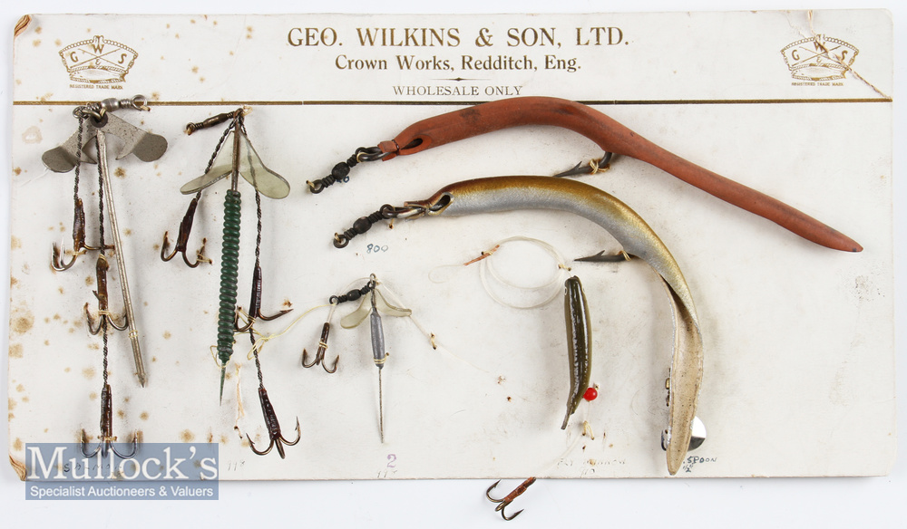 Geo Wilkins & Son Ltd Trade Card, Crown Works Redditch containing 7 Lures on the original card 23