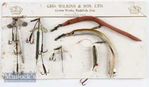 Geo Wilkins & Son Ltd Trade Card, Crown Works Redditch containing 7 Lures on the original card 23
