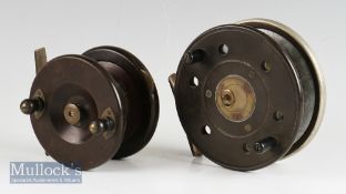 Pair of Ebonite Centrepin Sea Reels – To consist of 4” Twin handled, brass centre screw, star