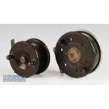 Pair of Ebonite Centrepin Sea Reels – To consist of 4” Twin handled, brass centre screw, star