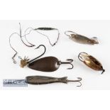 Fishing Gazette Style Spoon Lures – Large hook example together with 3 other unusual lures (4)
