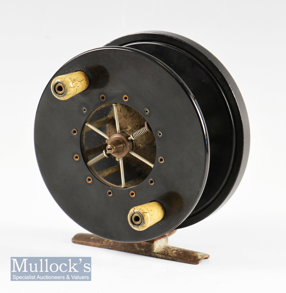 Good Allcock Sea Aerial Bakelite reel - 4” dia. wide drum, twin crazed handles, 6 spoke with tension