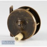 Scarce small P.D Malloch Perth Patent Sun and Planet brass multiplying reel – 2.5” dia stamped