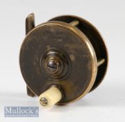Scarce small P.D Malloch Perth Patent Sun and Planet brass multiplying reel – 2.5” dia stamped