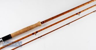 Falcon Makers Redditch “The Titan” split cane spinning rod: 12ft 3pc - red Agate lined butt and
