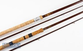 2x Bruce and Walker hollow glass hand built course rods – very good Mk. IV 11ft 2pc Compound Taper