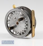 Hardy Bros Alnwick Super Silex alloy casting reel - 3.75” ribbed brass foot, quick spool release