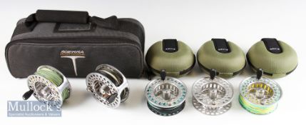 An impressive collection of 2x very good Orvis Battenkill Large Arbor V salmon fly reels and 3x