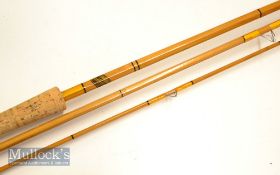 Allcocks “Lucky Strike” 10ft 6in 3pc split cane casting rod - with good makers oval decal label, red