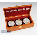 Fine Commemorative Set of Hardy 1912 Alloy Perfect Salmon Fly Reels in leather presentation case –