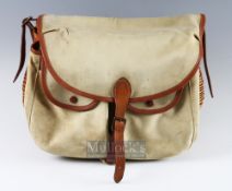 Fishing Bag / Creel – Brady of Halesowen basket creel with canvas 3 pocket bag, canvas shoulder