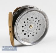 Hardy Bros Alnwick The Perfect alloy trout fly reel c. 1912 – 3 1/8” dia, smooth brass foot, knock