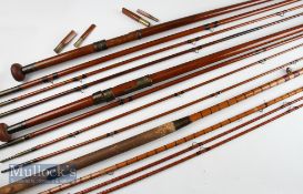 3x early Farlow and an Ogden & Scottford Greenheart and Split cane Salmon Rods – C Farlow & Co and C