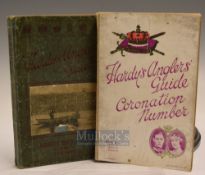 Hardy’s Angler’s Guide 1937 green cover with cloth spine, covers with central crease and rip to