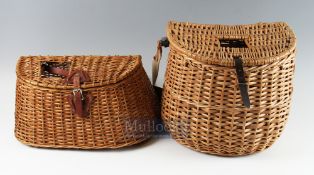 Pair of Fishing Creels – Basket construction canvas should strap 30cm wide, 25cm high, 20cm deep