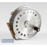 Rare Hardy Bros Alnwick The St John Spitfire finish fly reel – 3 7/8” dia, ribbed brass foot, nickel