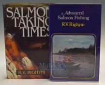 Righyni R V – Advanced Salmon Fishing 1973 1st edition signed by author with letter together with