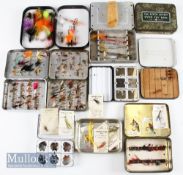 Selection of fly boxes. To include 4 The Loch Leven Eyed Fly Box, W J Cummins cork case, Game